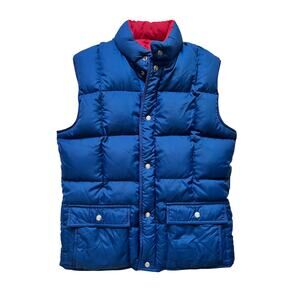 Vintage Blue Red Reversible Down Puffer Vest Snap Front Outdoor Unisex M